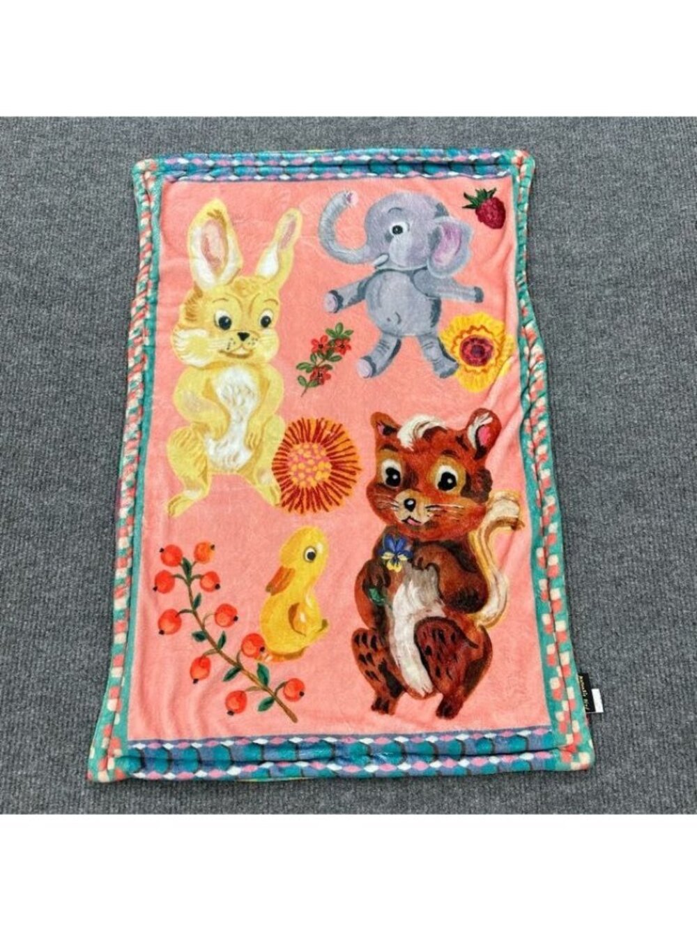 Nathalie Lete Double Layer Small Blanket Whimsical Rabbit Squirrel Elephant Duck